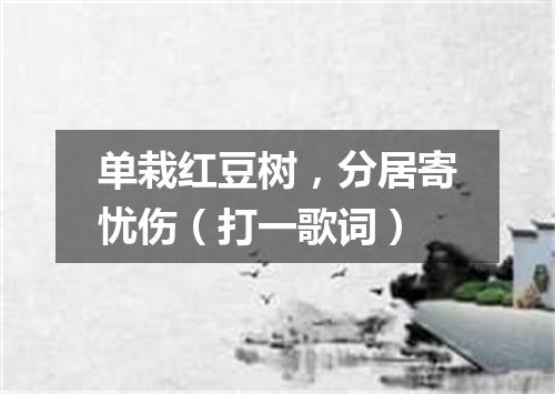 单栽红豆树，分居寄忧伤（打一歌词）