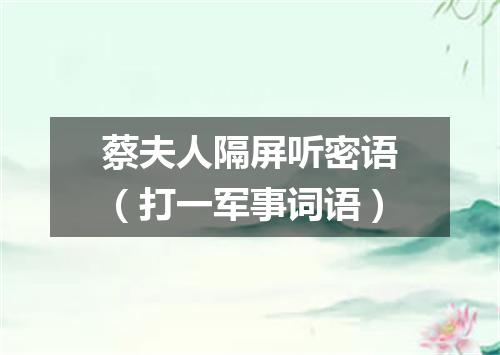 蔡夫人隔屏听密语（打一军事词语）