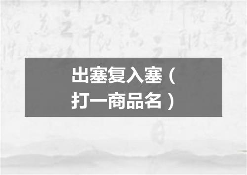 出塞复入塞（打一商品名）