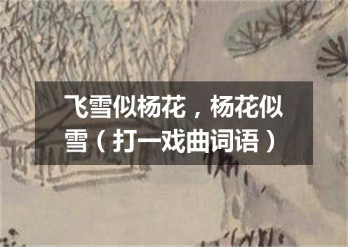 飞雪似杨花，杨花似雪（打一戏曲词语）