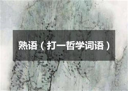 熟语（打一哲学词语）