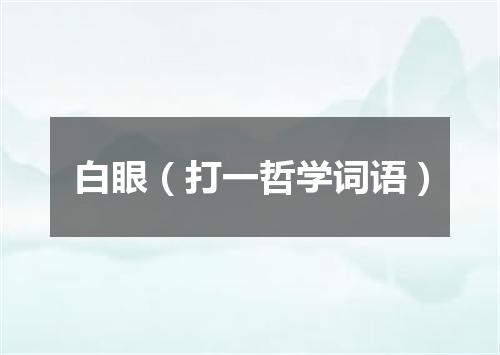 白眼（打一哲学词语）