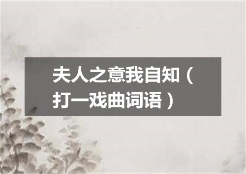 夫人之意我自知（打一戏曲词语）