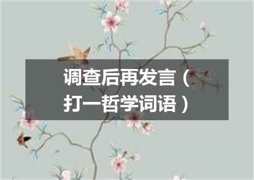 调查后再发言（打一哲学词语）