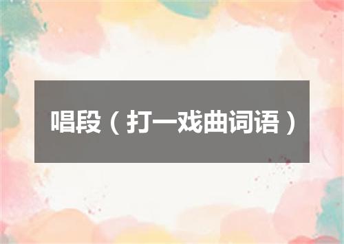 唱段（打一戏曲词语）