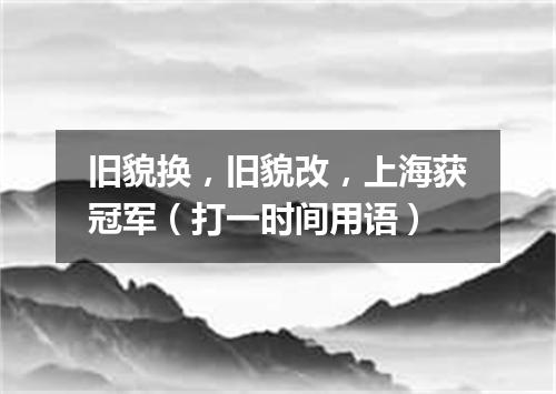 旧貌换，旧貌改，上海获冠军（打一时间用语）