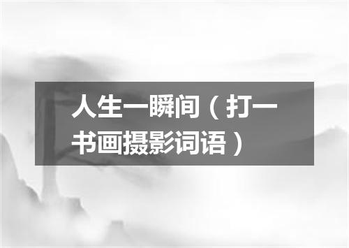 人生一瞬间（打一书画摄影词语）