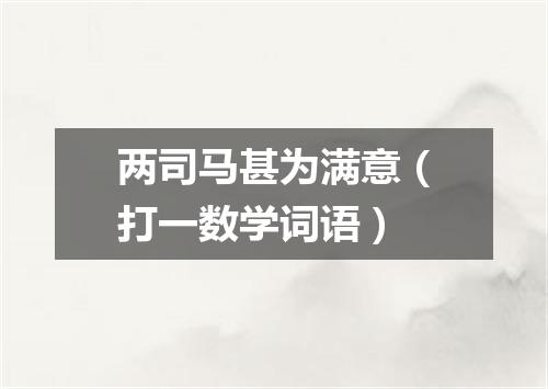 两司马甚为满意（打一数学词语）