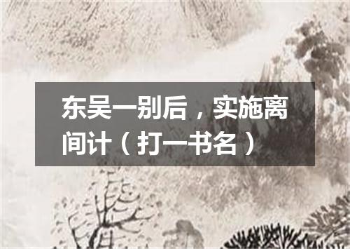 东吴一别后，实施离间计（打一书名）