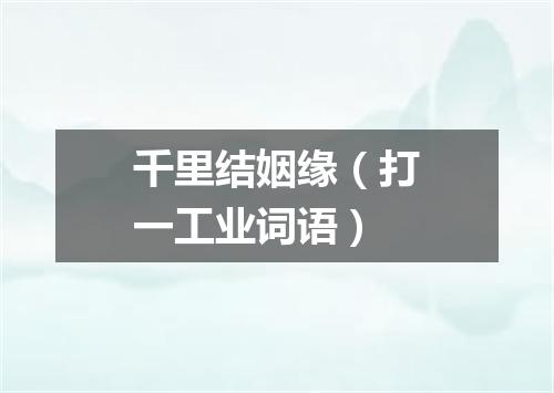 千里结姻缘（打一工业词语）