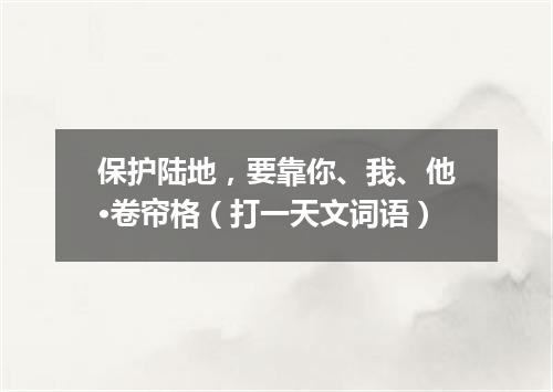 保护陆地，要靠你、我、他·卷帘格（打一天文词语）