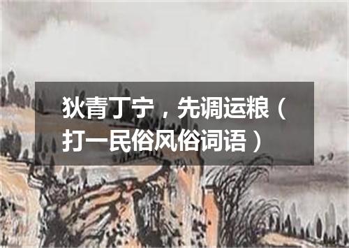 狄青丁宁，先调运粮（打一民俗风俗词语）
