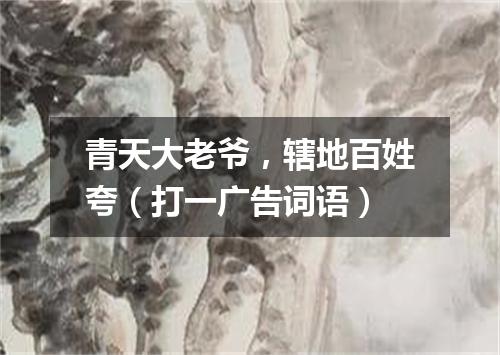 青天大老爷，辖地百姓夸（打一广告词语）
