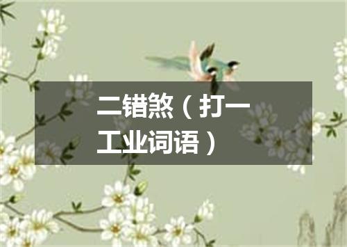 二错煞（打一工业词语）