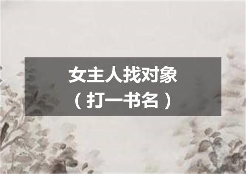 女主人找对象（打一书名）