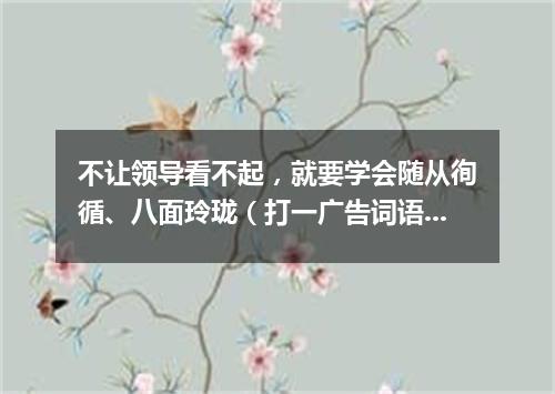 不让领导看不起，就要学会随从徇循、八面玲珑（打一广告词语）