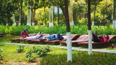 “躺到不想走了”，东湖景区躺椅走红